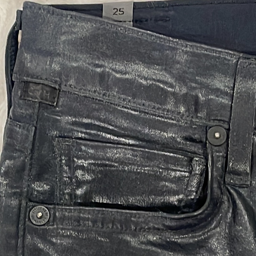 CITIZENS OF HUMANITY Olivia high-rise skinny ankle Sz 25 DarkNavy Leatherette - Picture 9 of 16